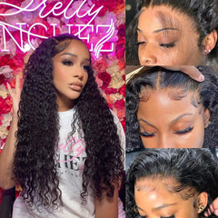 Ksflaae 13x6 Lace Front Wigs Human Hair Pre Plucked 180% Density HD Transparent Lace Frontal Wigs Human Hair for women Glueless Wigs Curly Wigs Pre Plucked with Baby Hair 22 Inch